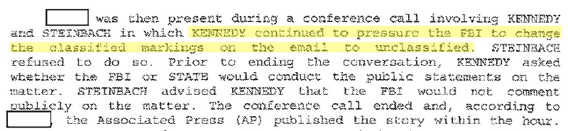 Newly released document from the FBI investigation into Hillary Clinton’s private email server as Secretary of State (FBI)